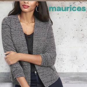 NEW Maurices black and gray open front blazer/jacket XL